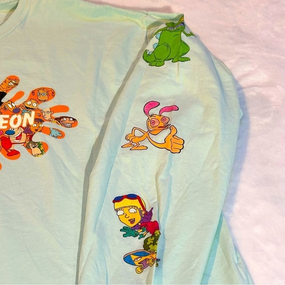 Nickelodeon Faves Long Sleeve T-shirt Graphic Top Crew Neck Green Size XL - Picture 9 of 12